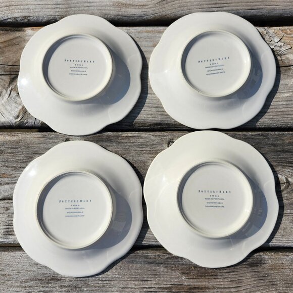Pottery Barn Emma Beaded Stoneware Saucer Sets LOT of 4 - Picture 2 of 5